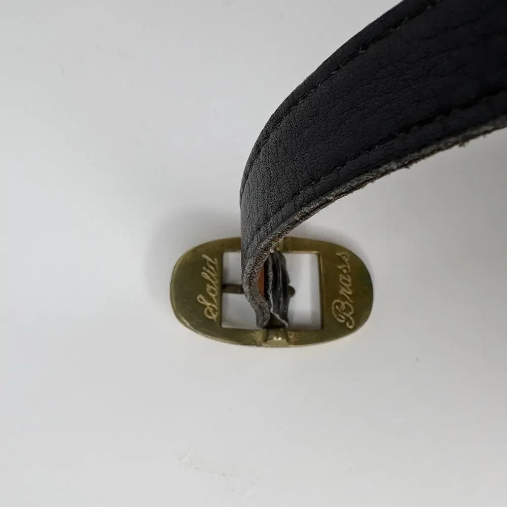 Vintage Rauf Co. Solid Brass Belt Buckle Leather Belt - Women's M